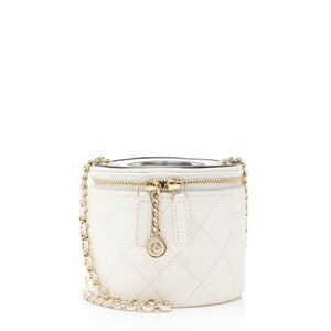 Chanel Lambskin CC Round Vanity Case with Chain